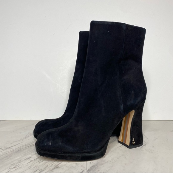 Sam Edelman Jaye Heeled Black Suede Bootie 10M - Picture 16 of 16